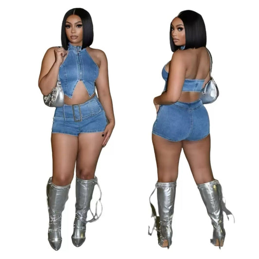 2 piece Denim short set
